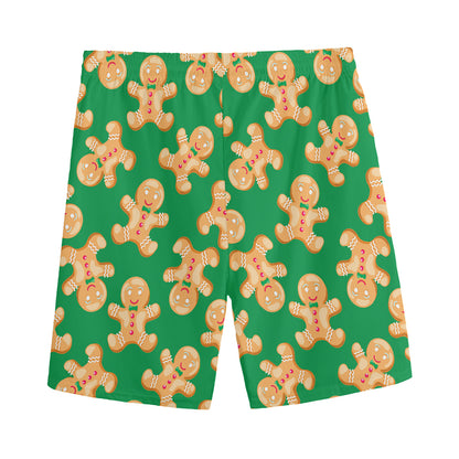 Cute Gingerbread Man Pattern Print Men's Sports Shorts