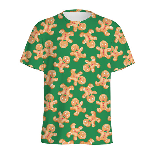 Cute Gingerbread Man Pattern Print Men's Sports T-Shirt