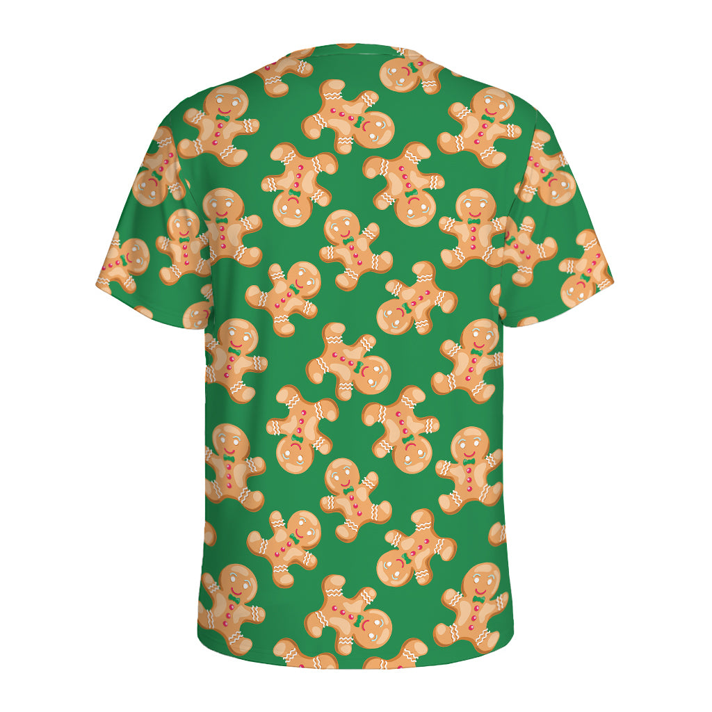 Cute Gingerbread Man Pattern Print Men's Sports T-Shirt