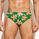 Cute Gingerbread Man Pattern Print Men's Swim Briefs
