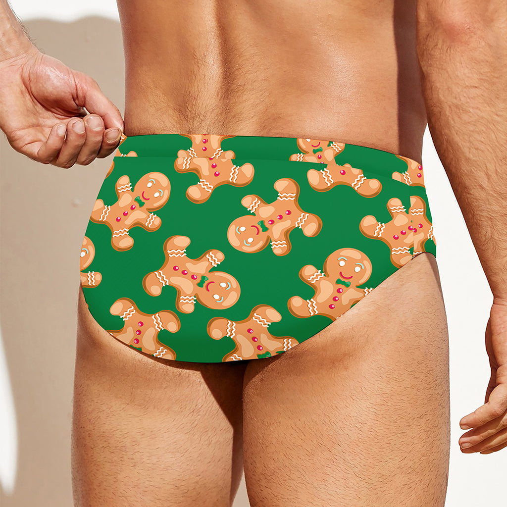 Cute Gingerbread Man Pattern Print Men's Swim Briefs