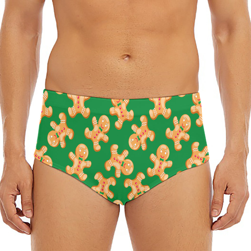 Cute Gingerbread Man Pattern Print Men's Triangle Swim Briefs