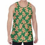 Cute Gingerbread Man Pattern Print Men's Velvet Tank Top