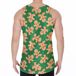 Cute Gingerbread Man Pattern Print Men's Velvet Tank Top