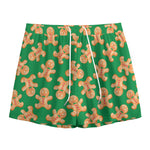 Cute Gingerbread Man Pattern Print Mesh Shorts