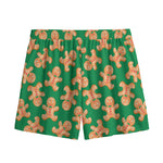 Cute Gingerbread Man Pattern Print Mesh Shorts