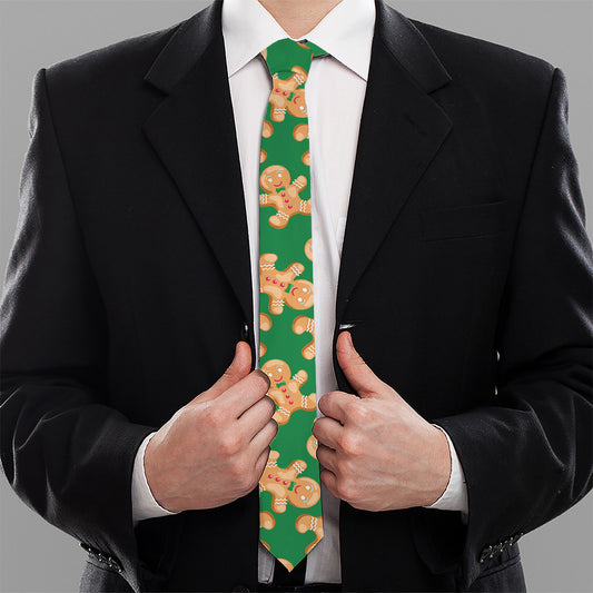 Cute Gingerbread Man Pattern Print Necktie