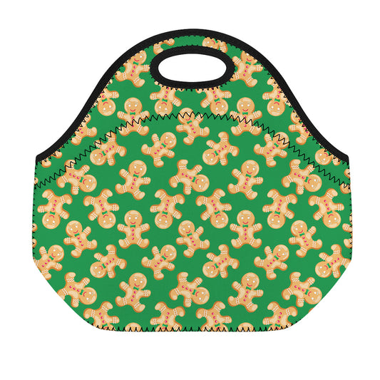Cute Gingerbread Man Pattern Print Neoprene Lunch Bag