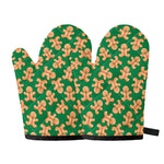 Cute Gingerbread Man Pattern Print Oven Mitts