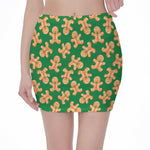 Cute Gingerbread Man Pattern Print Pencil Mini Skirt