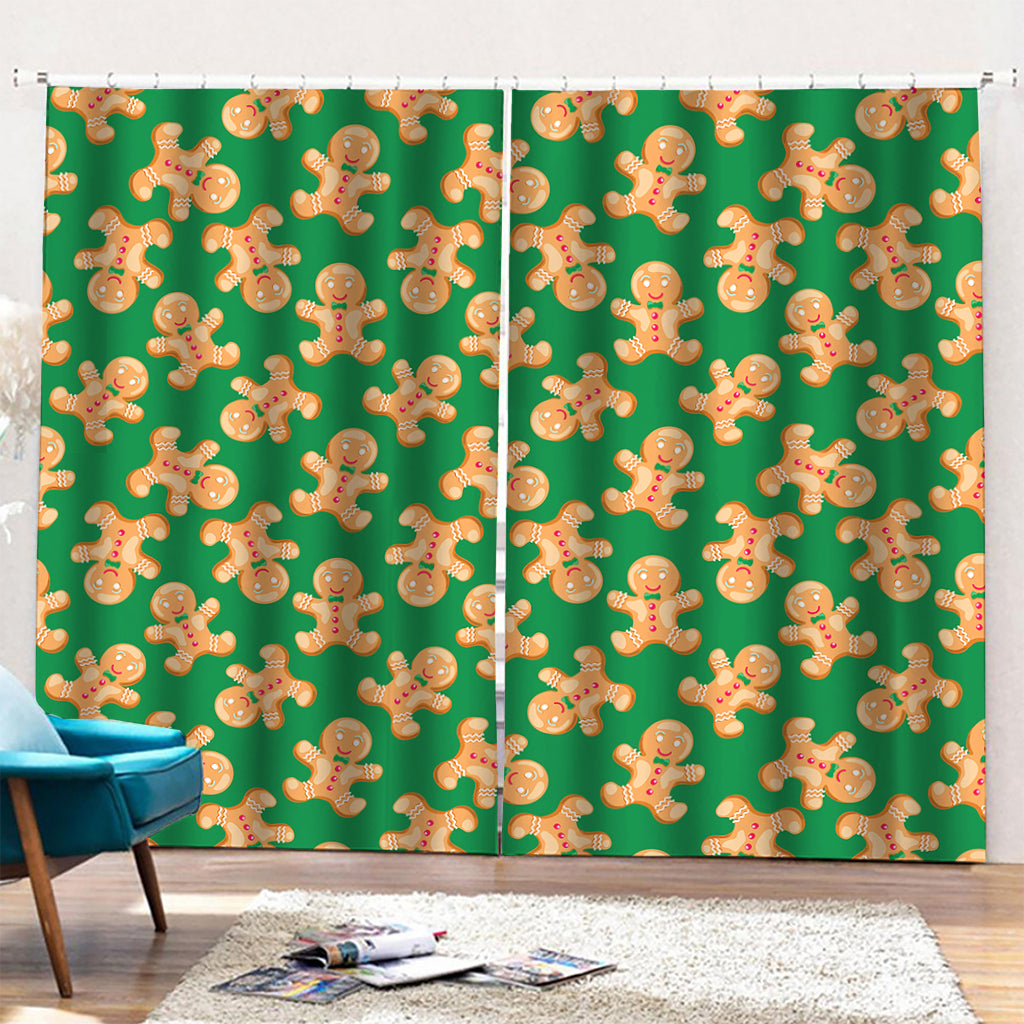 Cute Gingerbread Man Pattern Print Pencil Pleat Curtains