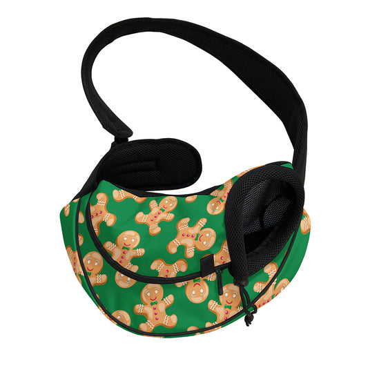 Cute Gingerbread Man Pattern Print Pet Sling Carrier