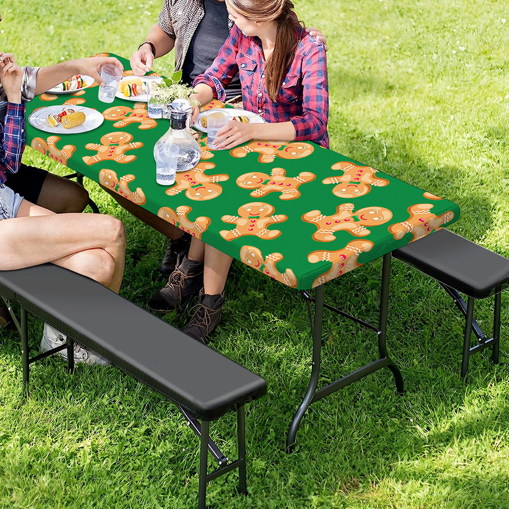 Cute Gingerbread Man Pattern Print Picnic Table Cover