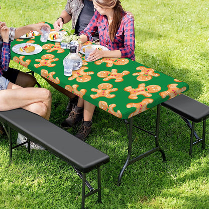 Cute Gingerbread Man Pattern Print Picnic Table Cover