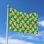 Cute Gingerbread Man Pattern Print Polyester Flag