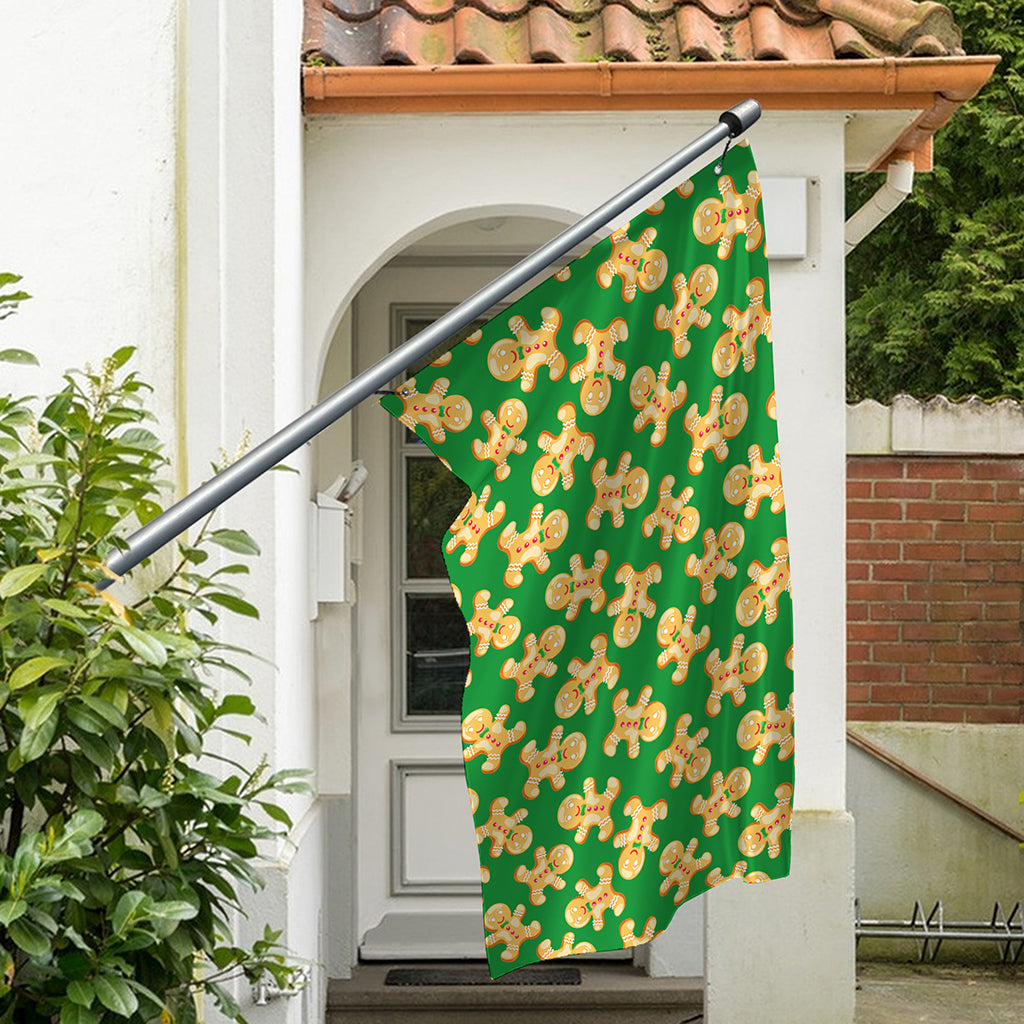Cute Gingerbread Man Pattern Print Polyester Flag