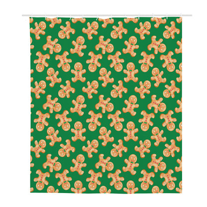 Cute Gingerbread Man Pattern Print Polyester Shower Curtain