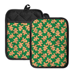 Cute Gingerbread Man Pattern Print Pot Holders With Pocket