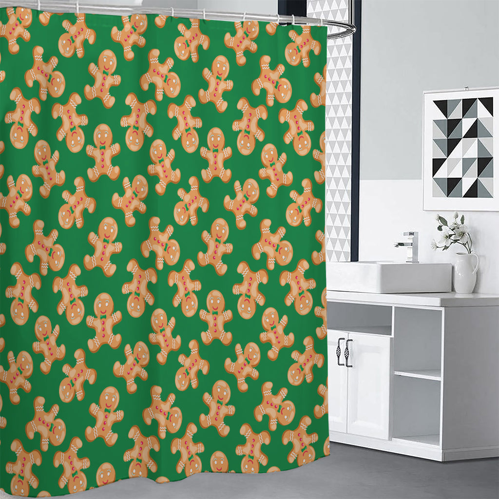 Cute Gingerbread Man Pattern Print Premium Shower Curtain