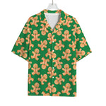 Cute Gingerbread Man Pattern Print Rayon Hawaiian Shirt