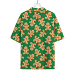 Cute Gingerbread Man Pattern Print Rayon Hawaiian Shirt