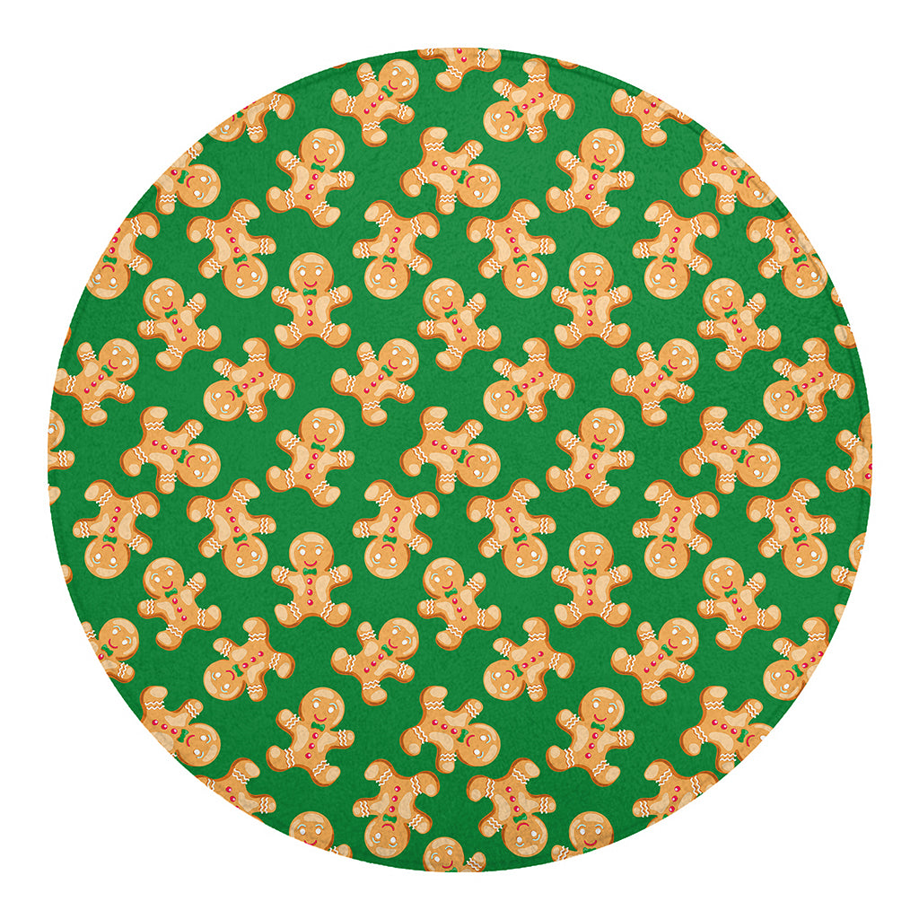 Cute Gingerbread Man Pattern Print Round Blanket