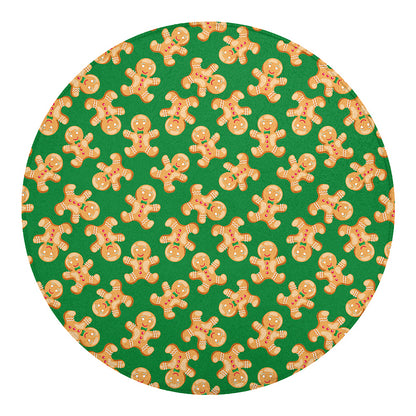 Cute Gingerbread Man Pattern Print Round Blanket