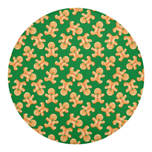 Cute Gingerbread Man Pattern Print Round Blanket