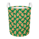 Cute Gingerbread Man Pattern Print Round Laundry Basket