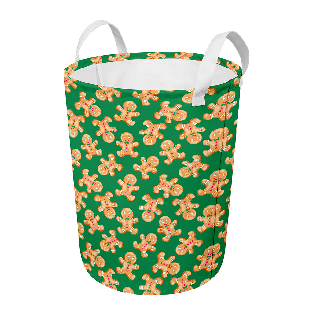 Cute Gingerbread Man Pattern Print Round Laundry Basket