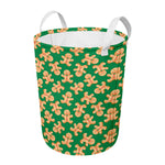 Cute Gingerbread Man Pattern Print Round Laundry Basket