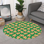 Cute Gingerbread Man Pattern Print Round Rug