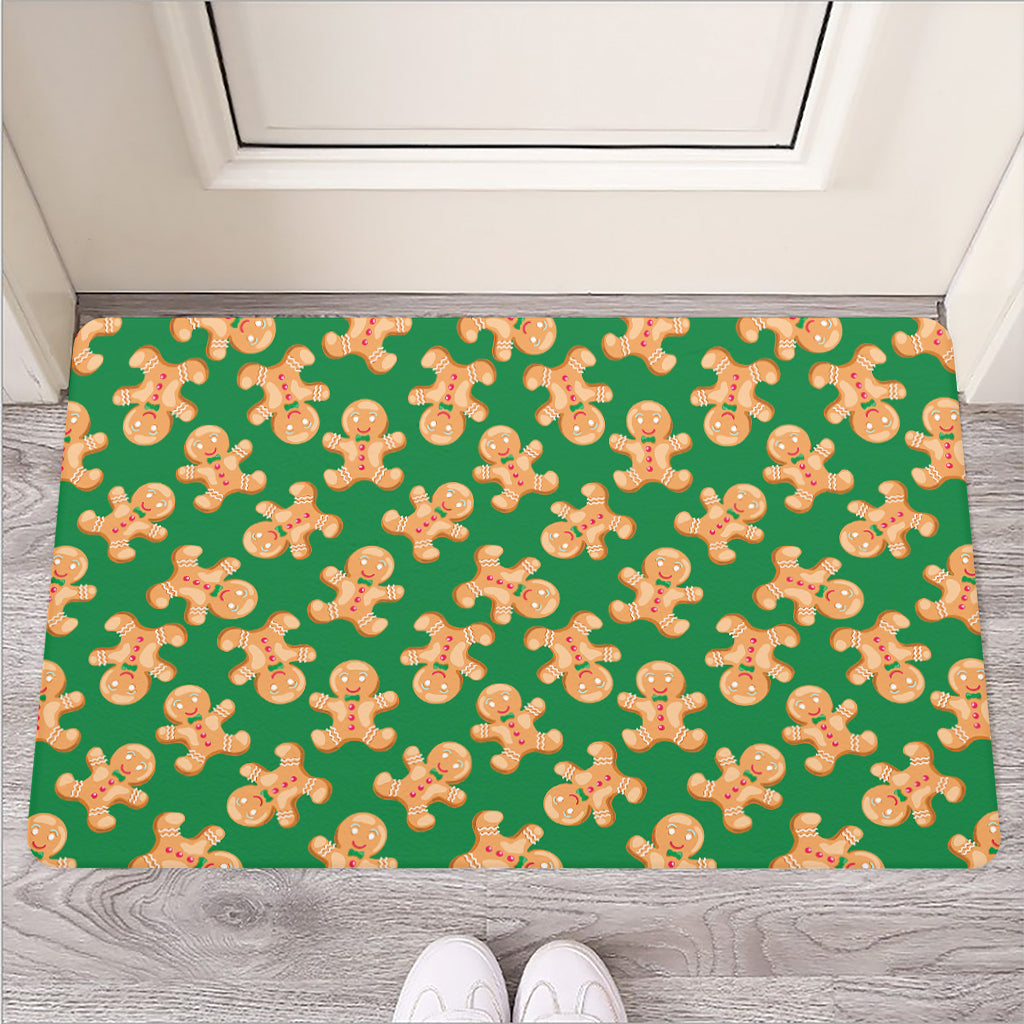 Cute Gingerbread Man Pattern Print Rubber Doormat