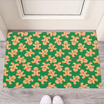 Cute Gingerbread Man Pattern Print Rubber Doormat