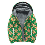 Cute Gingerbread Man Pattern Print Sherpa Lined Zip Up Hoodie