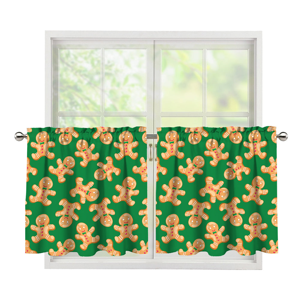 Cute Gingerbread Man Pattern Print Tier Curtains