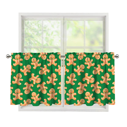 Cute Gingerbread Man Pattern Print Tier Curtains