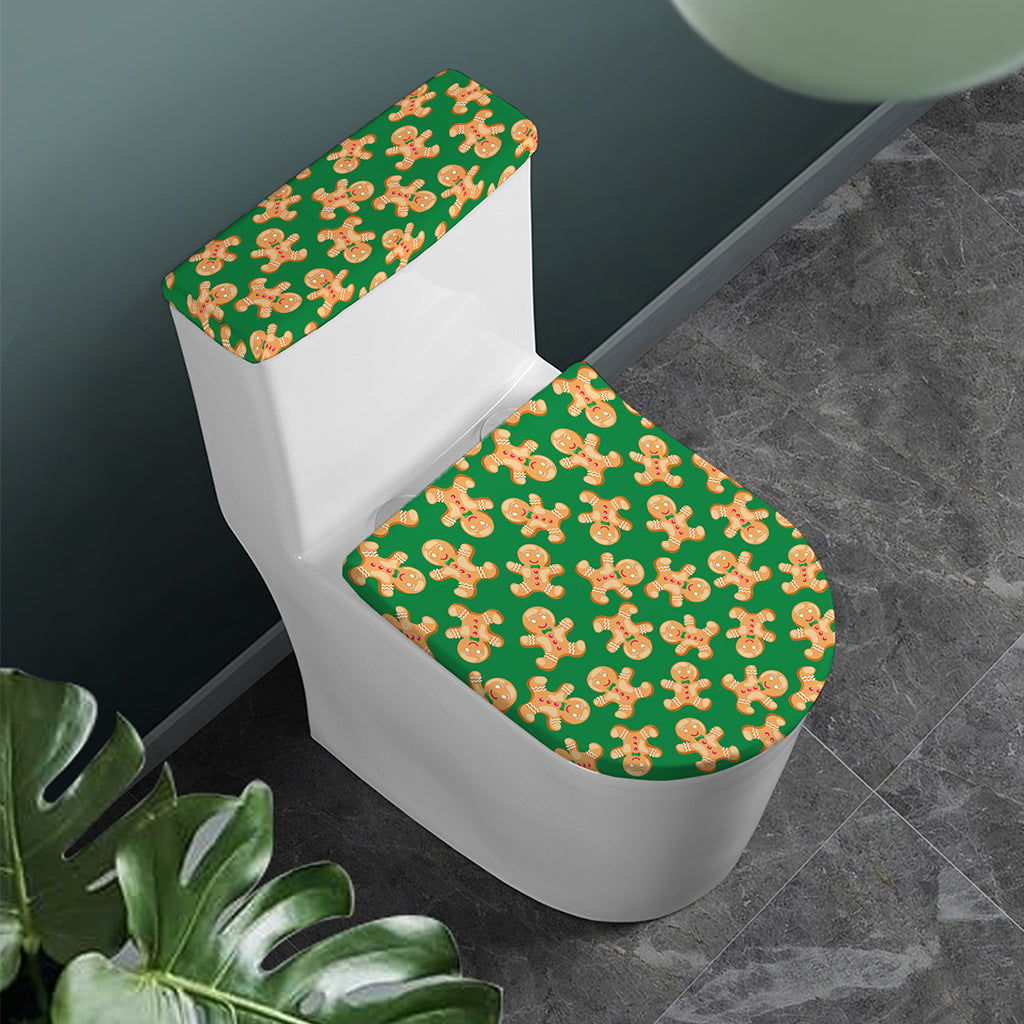 Cute Gingerbread Man Pattern Print Toilet Lid And Tank Cover Set