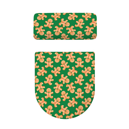 Cute Gingerbread Man Pattern Print Toilet Lid And Tank Cover Set
