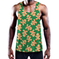 Cute Gingerbread Man Pattern Print Men's Workout Tank Top