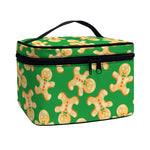 Cute Gingerbread Man Pattern Print Travel Makeup Bag