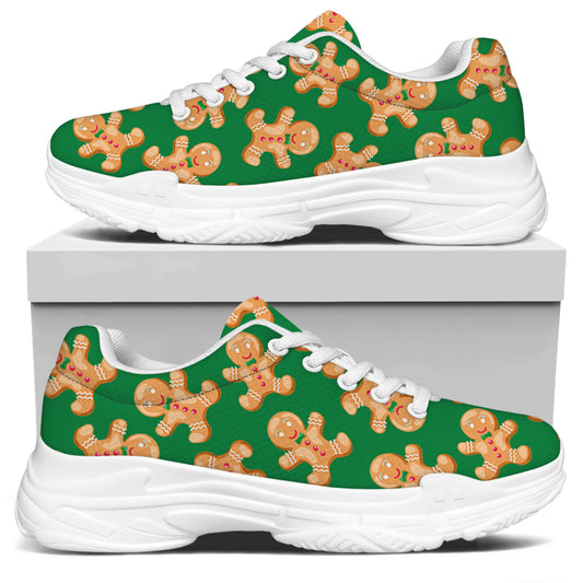 Cute Gingerbread Man Pattern Print White Chunky Shoes