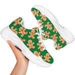 Cute Gingerbread Man Pattern Print White Chunky Shoes