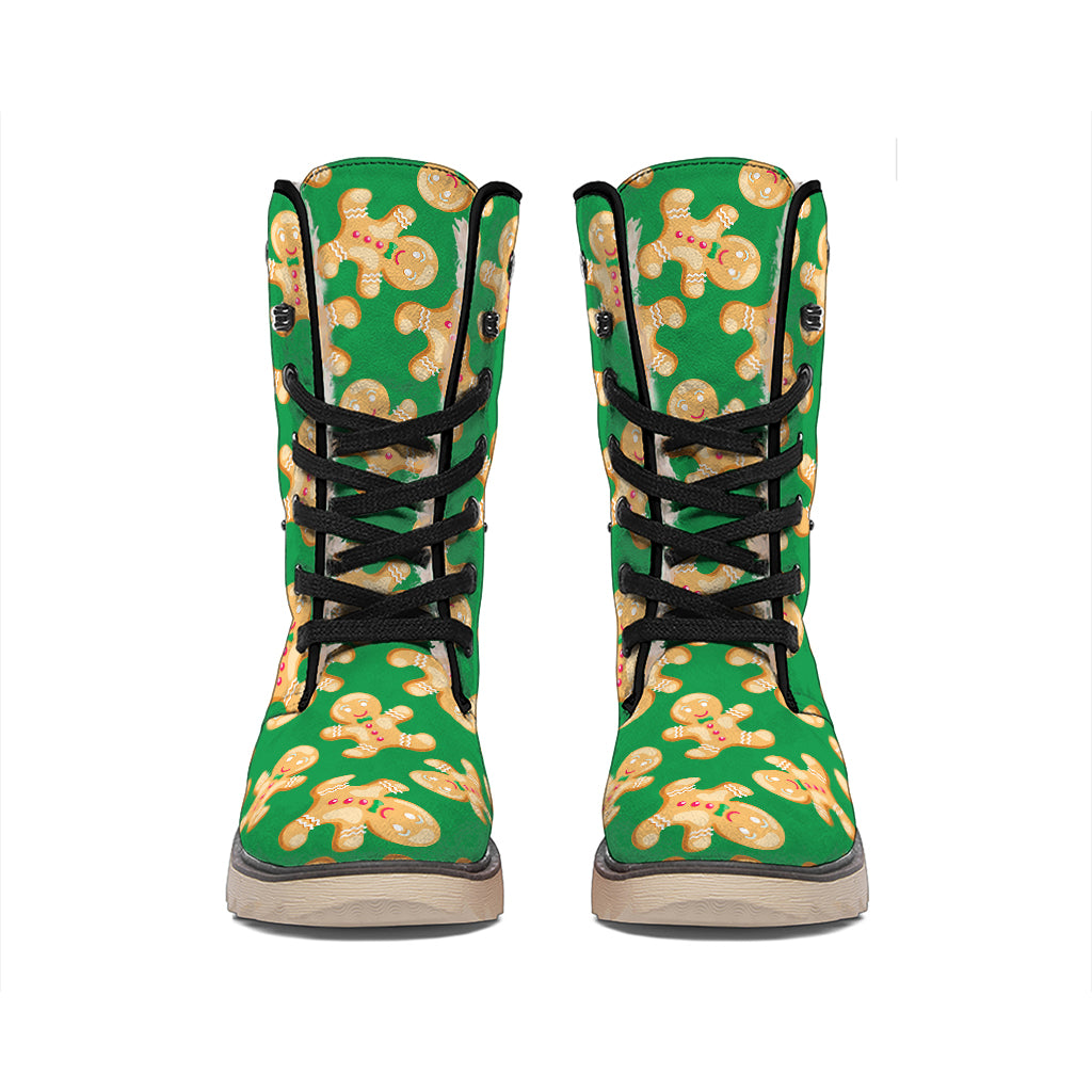 Cute Gingerbread Man Pattern Print Winter Boots