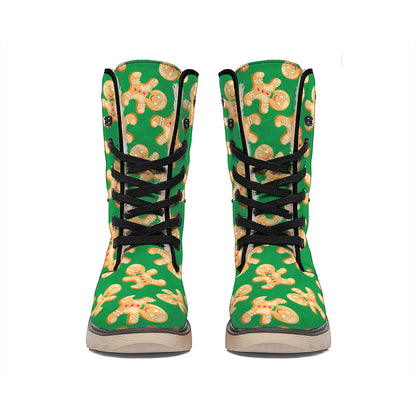 Cute Gingerbread Man Pattern Print Winter Boots