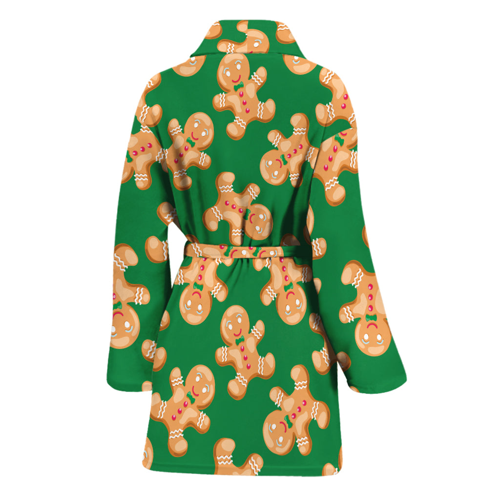 Cute Gingerbread Man Pattern Print Women's Bathrobe