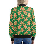 Cute Gingerbread Man Pattern Print Women's Bomber Jacket