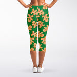 Cute Gingerbread Man Pattern Print Women's Capri Leggings