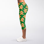 Cute Gingerbread Man Pattern Print Women's Capri Leggings