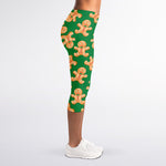 Cute Gingerbread Man Pattern Print Women's Capri Leggings